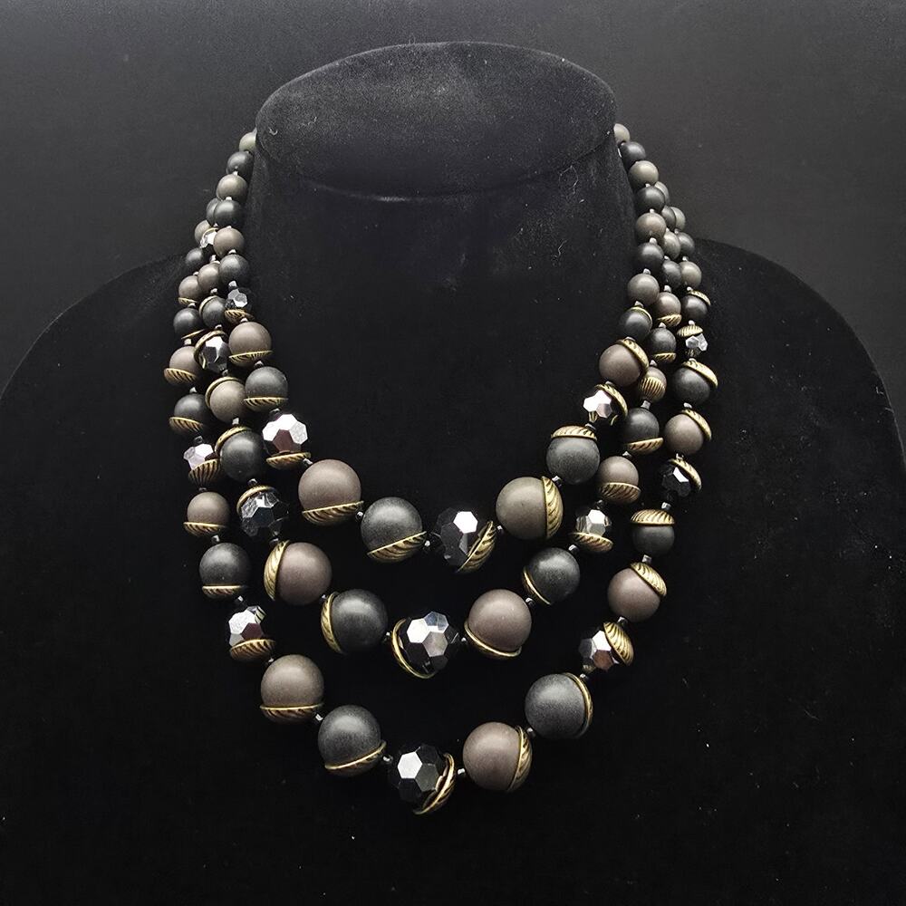 Premier Designs Brown Black Layered Necklace Beaded